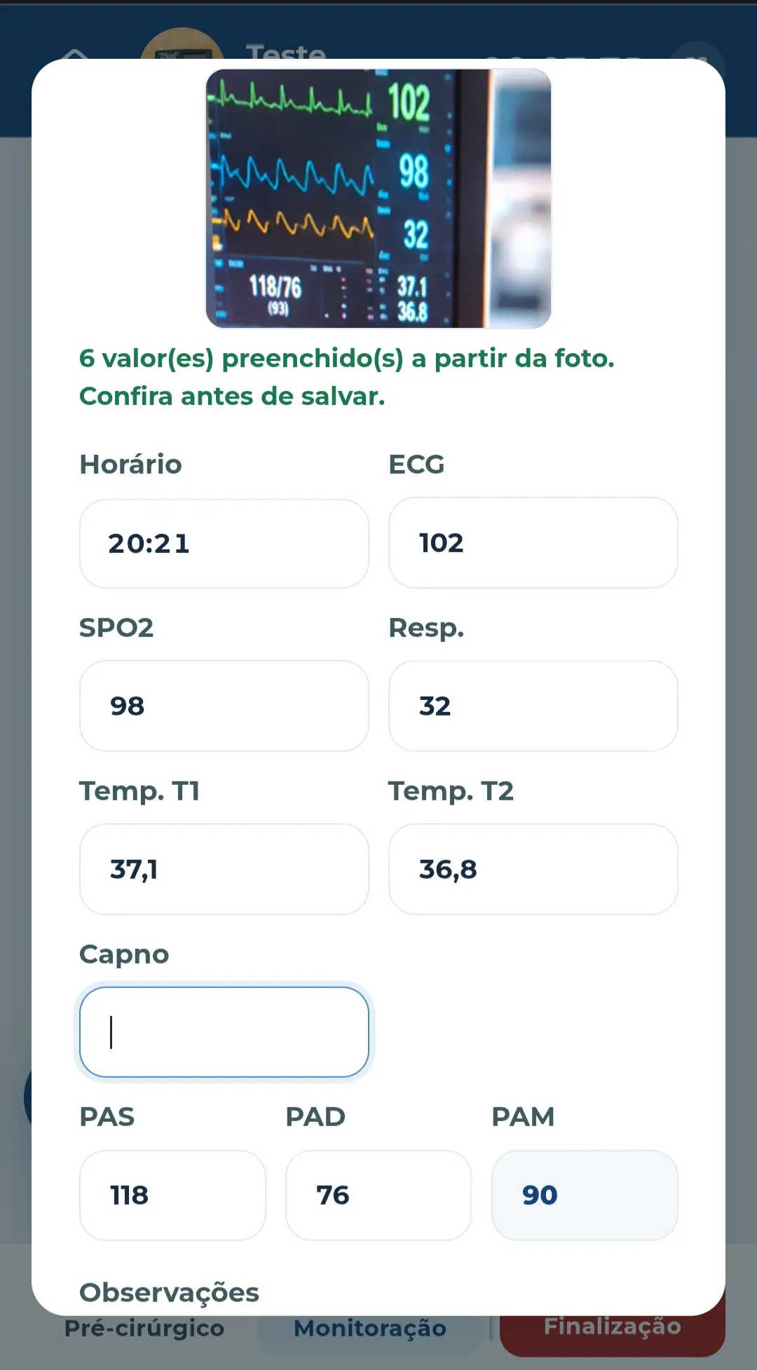 Tela real da captura do monitor